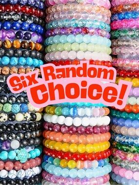Colorful Beaded Stretch Bracelet Mixed Gemstone Look 6 pc Random Set